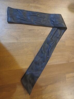 vintage STREETS AHEAD black leather & suede obi belt